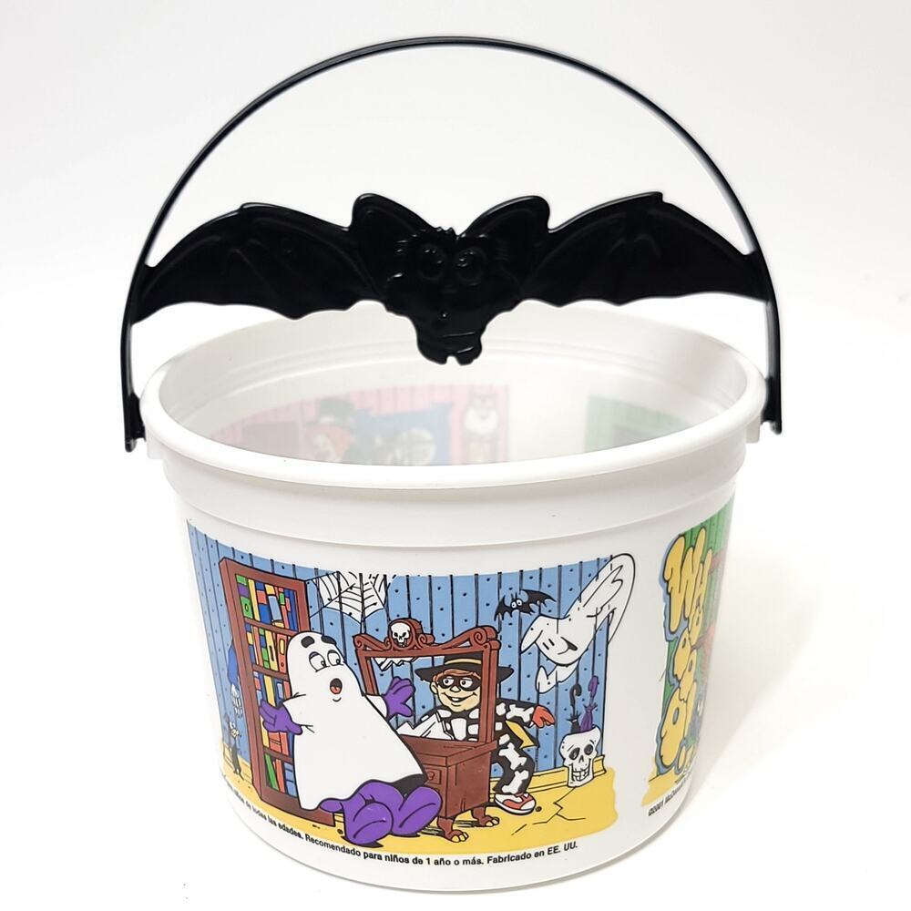 2001 McDonald's Halloween Happy Meal Bucket Pail Bat Handle Grimace Ronald Treat